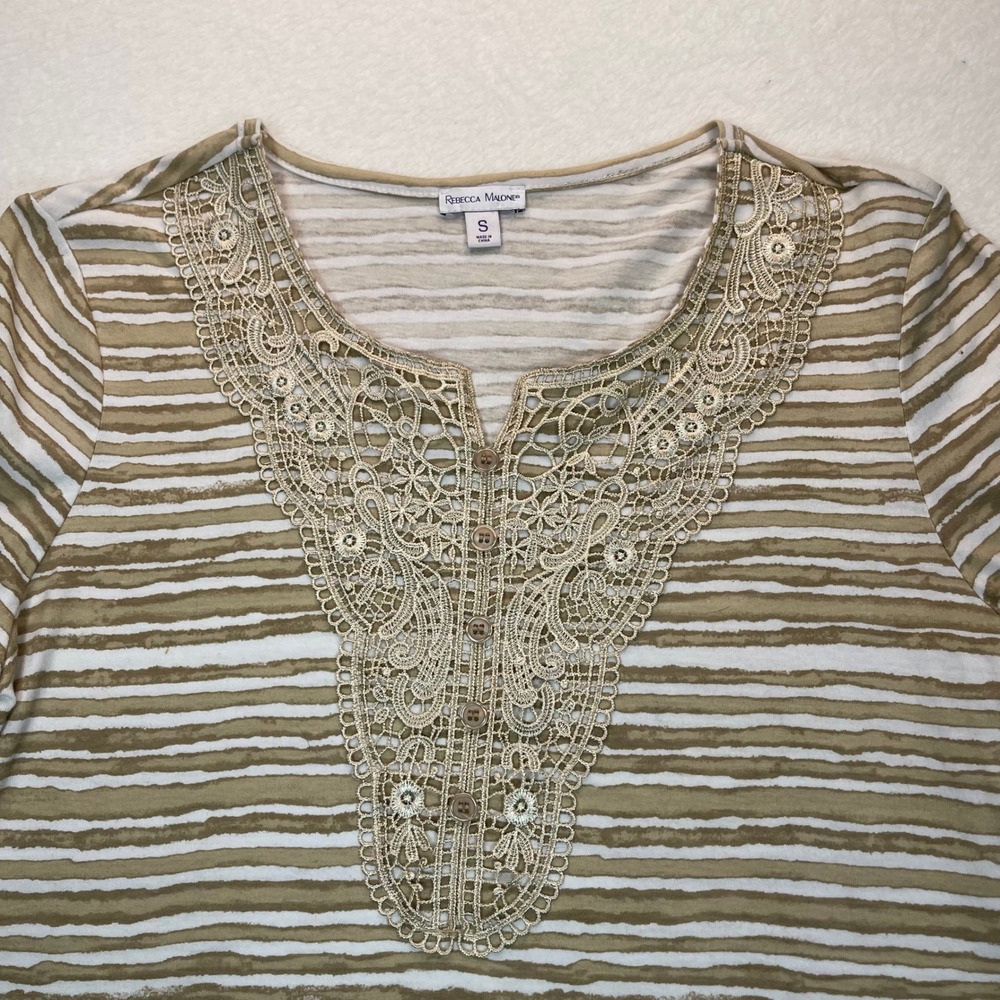 Tunic Women S Striped Lace Crochet Sharkbite Hem Boho Costal Grandma Peasant